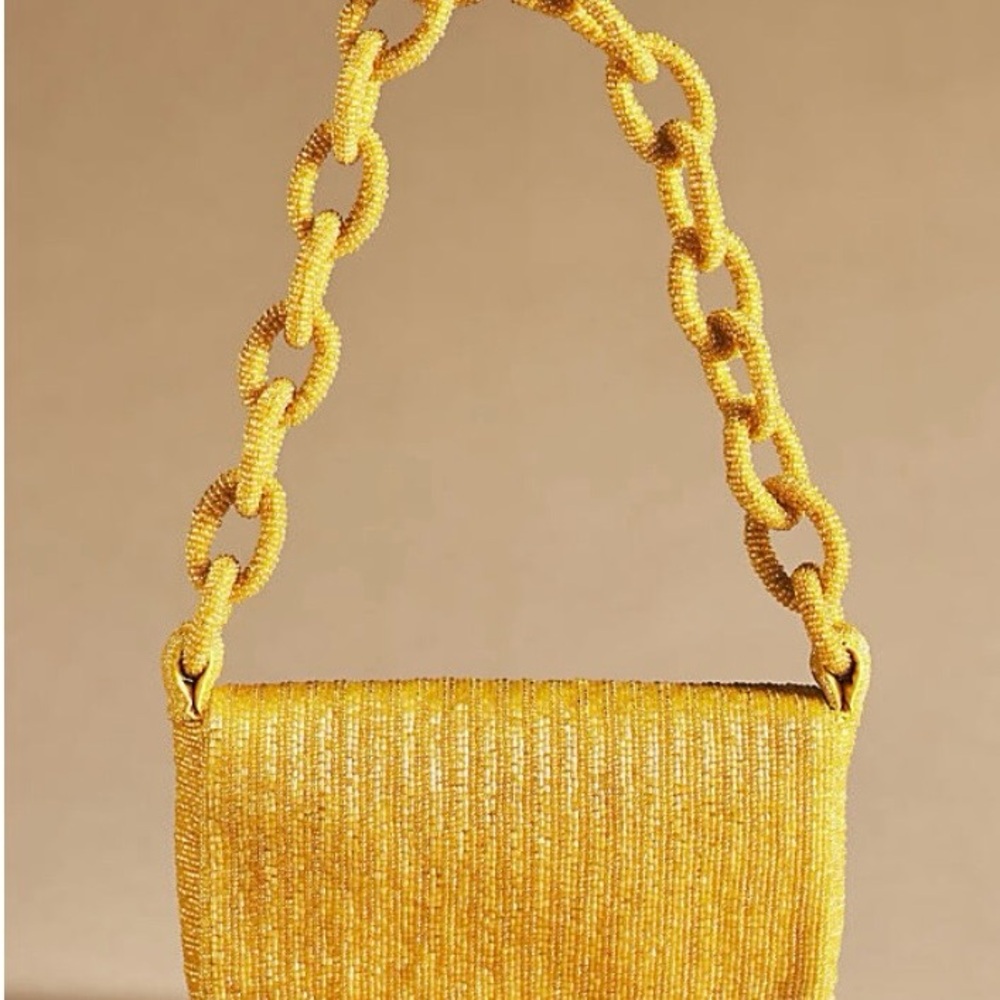 Anthropologie Fiona Beaded Bag in Yellow